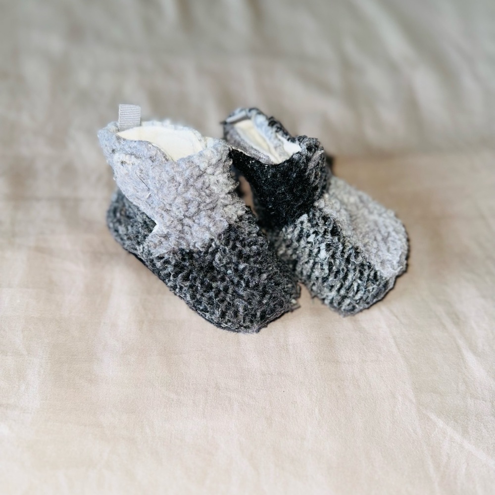Baby Buffalo Plaid Fuzzy Booties with Velcro